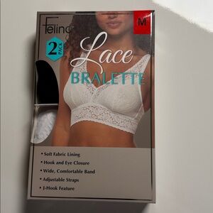Felina Women’s 2 Pack Lace Bralette M Black and White